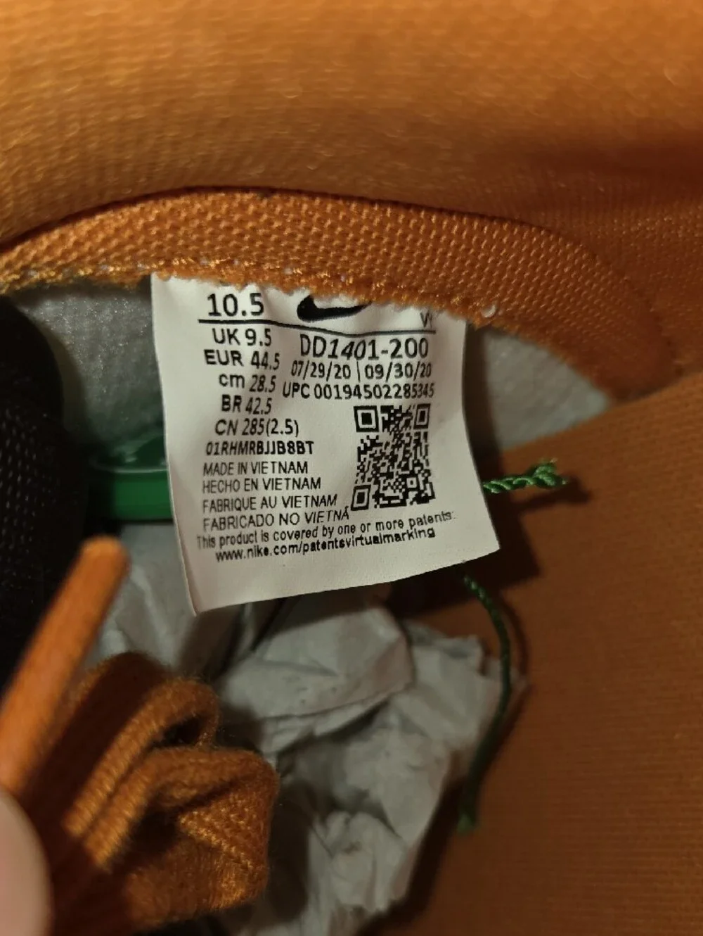Nike Dunk Hi Retro PRM 'Dark Russet' Size 10.5